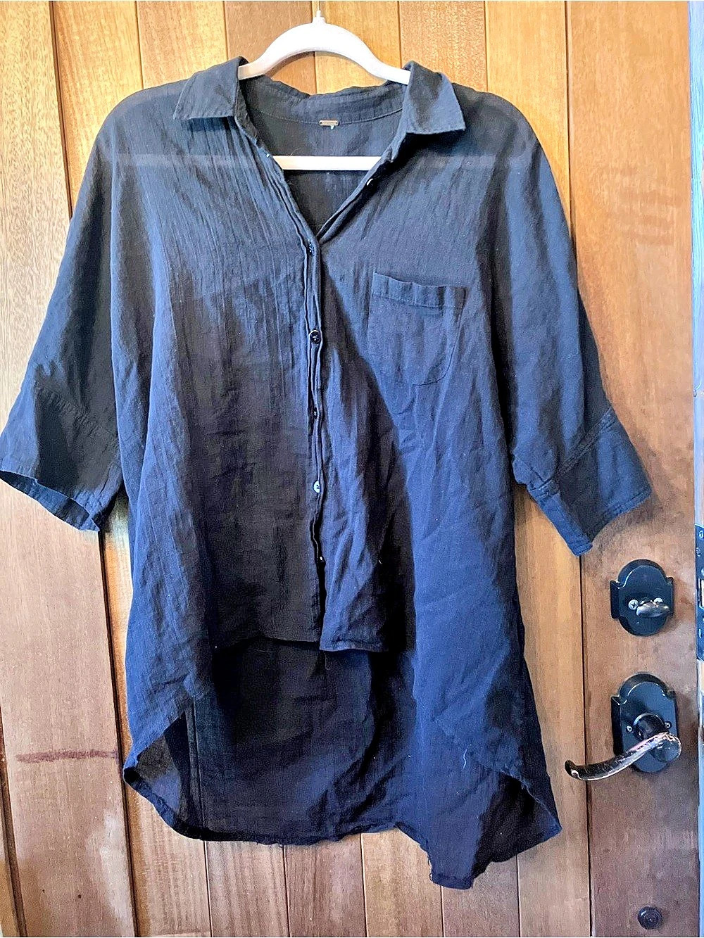Free People We The Free Cardiff Top Black Button-Down Shirt
